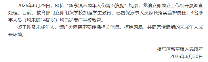 Screenshot der Situationsmitteilung der Volksregierung von Xinheng.
