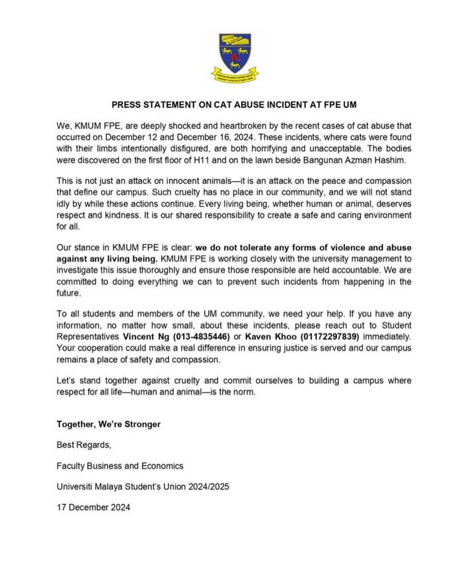 Oeffentlich berichtetes Bild, lokal gespeichert: Malaysia: Universitaetskatze zerlegt aufgefunden, mutmasslicher Misshandlungsfall. Bildquelle: MustShareNews: Cat found dismembered at M'sian university.